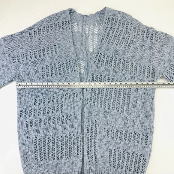 Bucketlist Holes Pattern Oversized Cardigan Medium Cool Blue Romantic Bohemian - Picture 12 of 14